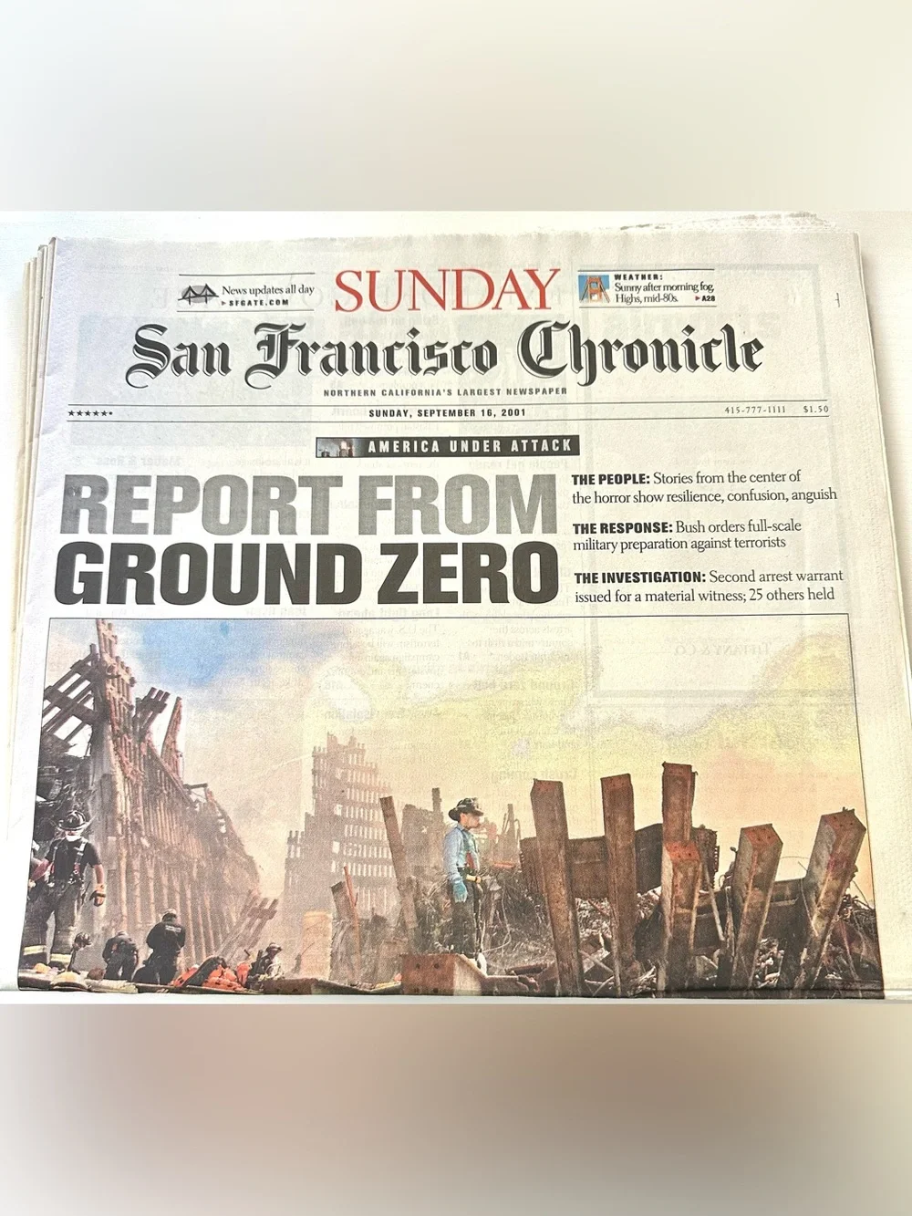 San Francisco Chronicle Sept 16 2001 Complete 9-Section Ground Zero - Picture 2 of 8